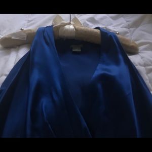Ann Taylor satin teal blue dress